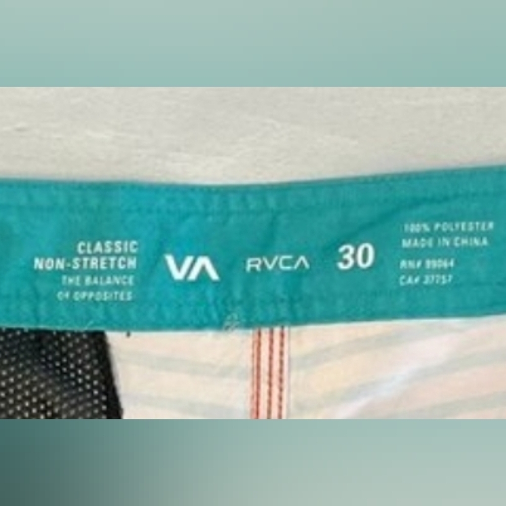 RVCA Striped Board Shorts Orange Blue Black Swim Trunks Size 30 - Picture 4 of 8